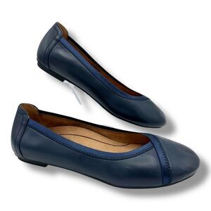 Vionic Women’s Spark Carroll‎ Blue Leather Ballet Flats Size US 7 WIDE Orthotic